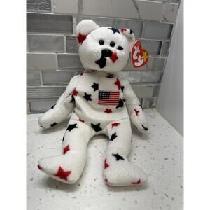 RARE 1997 / 1998 TY Glory the Bear Beanie Baby w/ tag protector & tush tag error